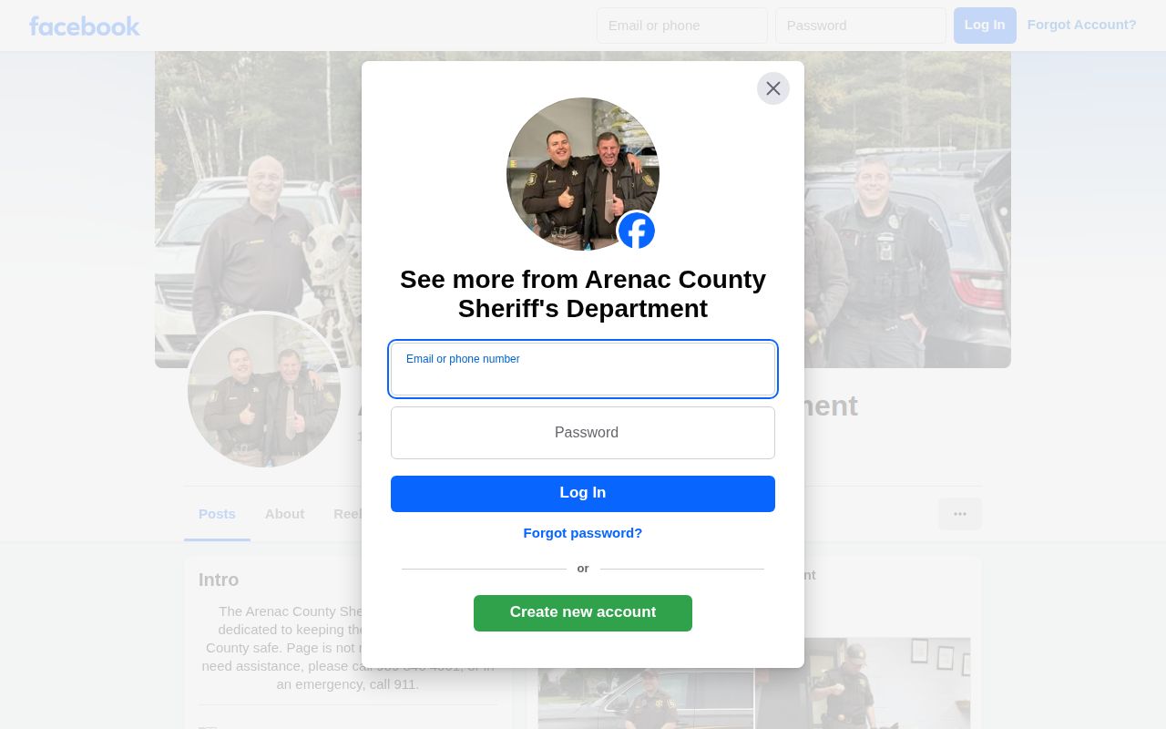 Arenac County Sheriff's Department official Facebook page capture